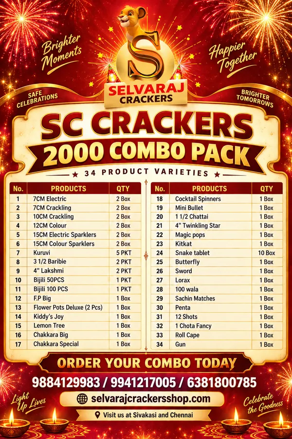 Family Combo Pack Price List 2026 | Selvaraj Crackers Shop